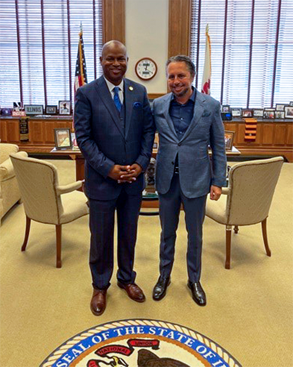 Shared core values make Aunt Martha's an invaluable partner to leaders like Illinois House Speaker Chris Welch, who met with Aunt Martha's CEO Raul Garza in October 2021.