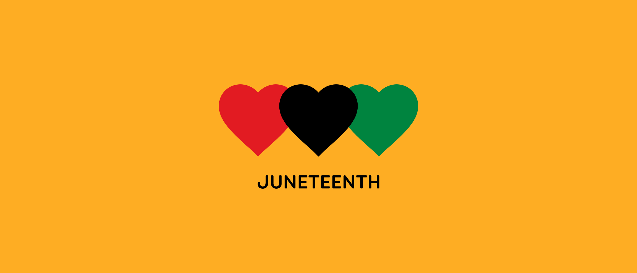 Overlapping red, black and green hearts, Juneteenth