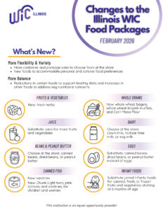 Descarga el folleto en el que se describen los cambios recientes en los paquetes de alimentos del programa WIC de Illinois